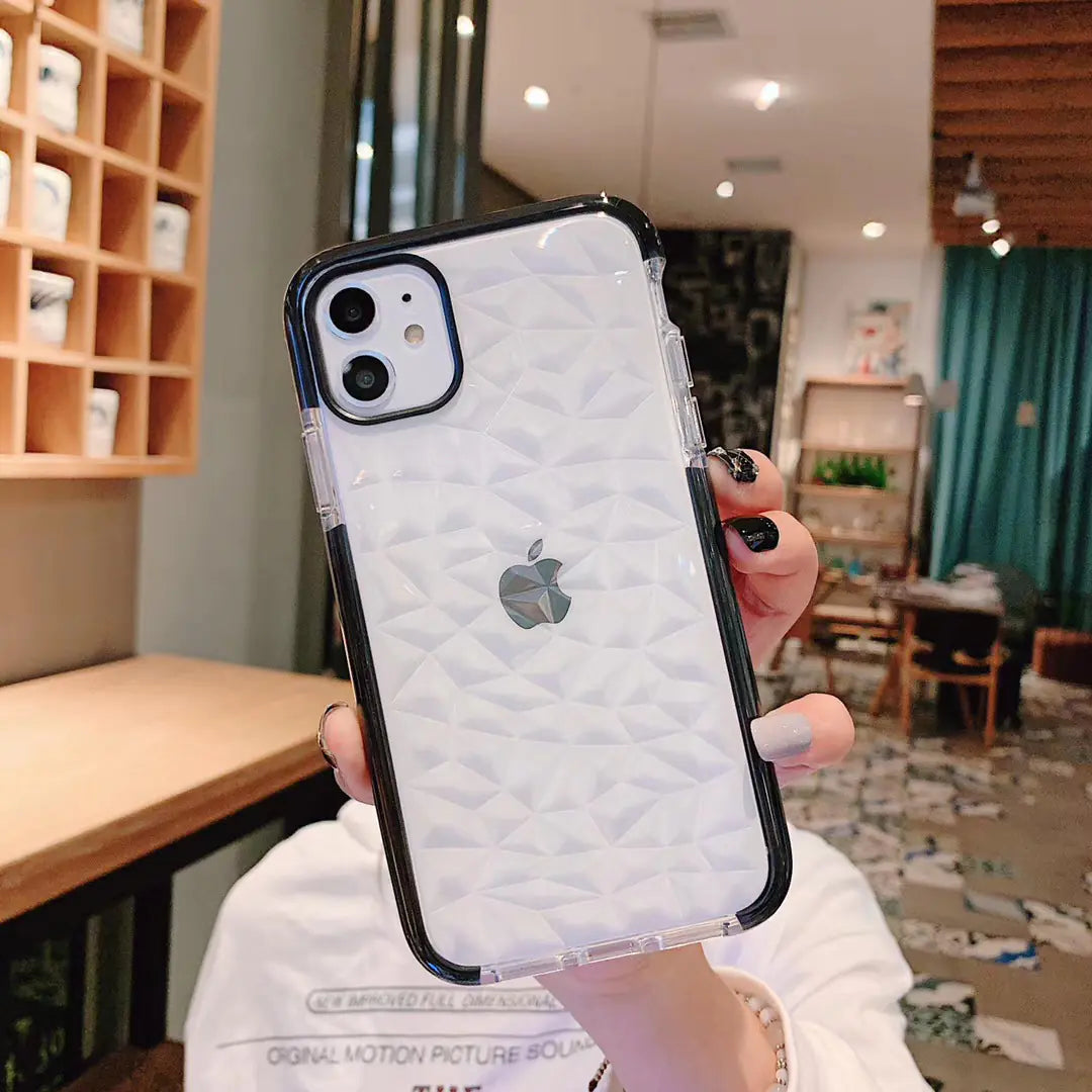 3D Diamond Pattern TPU Phone Case for iPhone Models