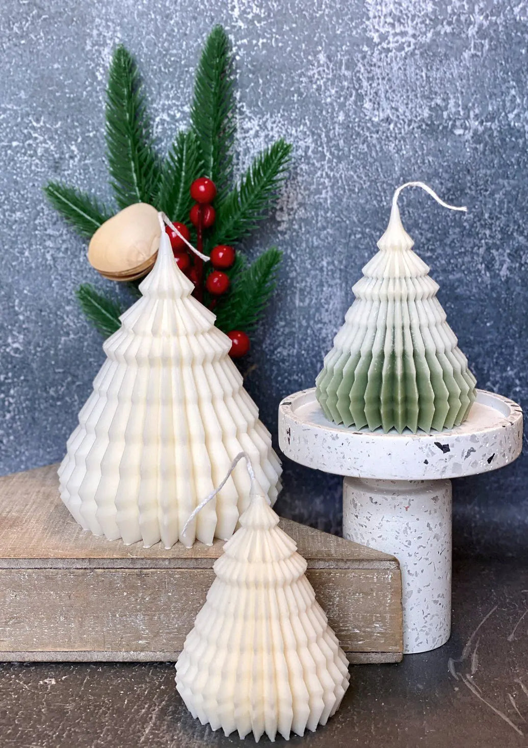 Origami Christmas Tree Candles