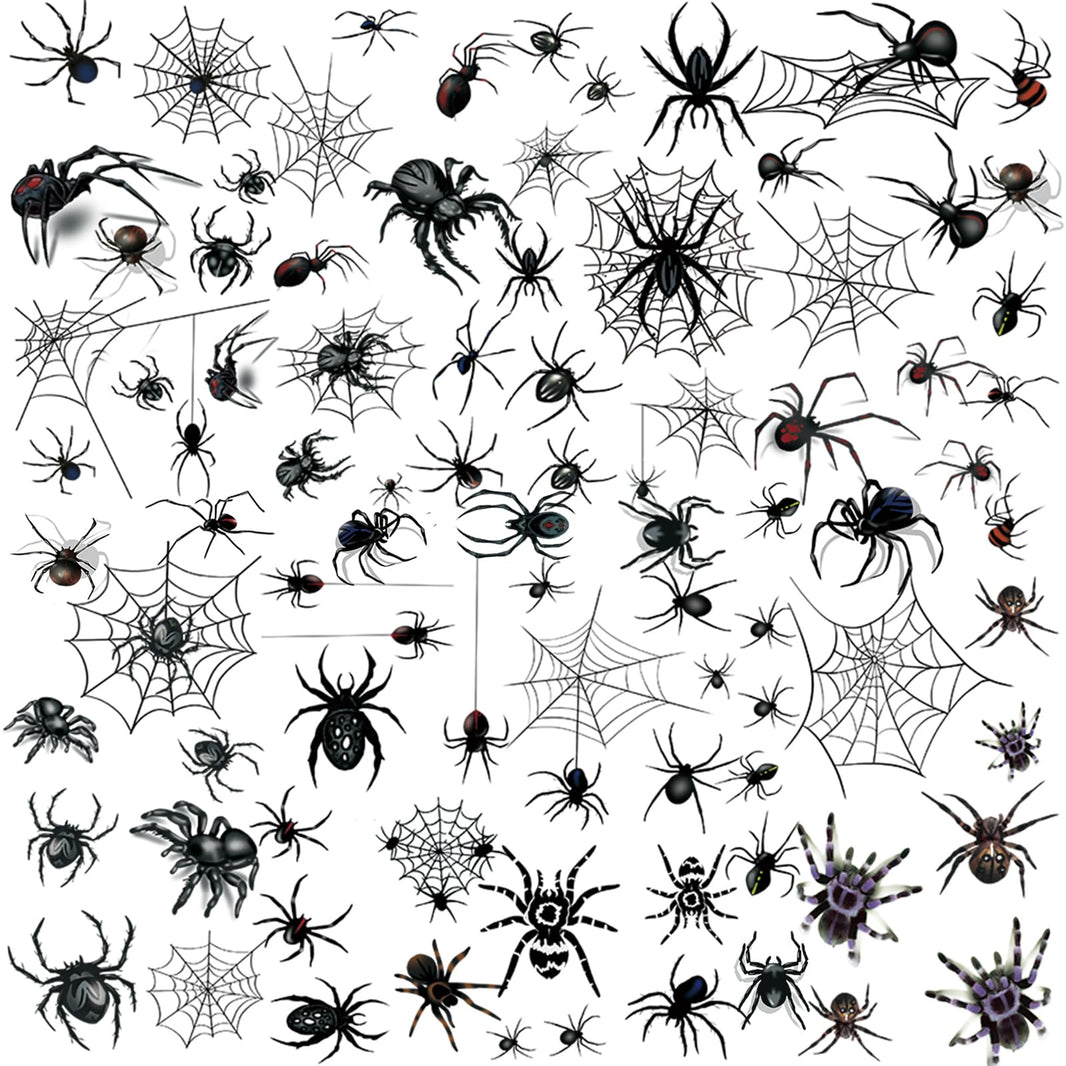 XIYOKA 80+ PCS Halloween Spider Web Temporary Tattoos Halloween Makeup Kit for Women Adults Halloween Face Tattoos Realistic 3D Spider Web Fake Tattoos for Kids Halloween Temporary Tattoos