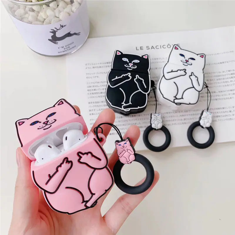 Cheeky Cat Cartoon AirPods Case