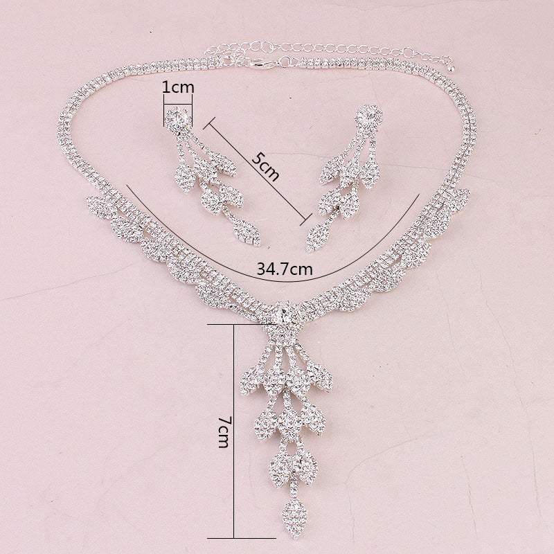 Bride Jewelry Set: Rhinestone Necklace & Earrings