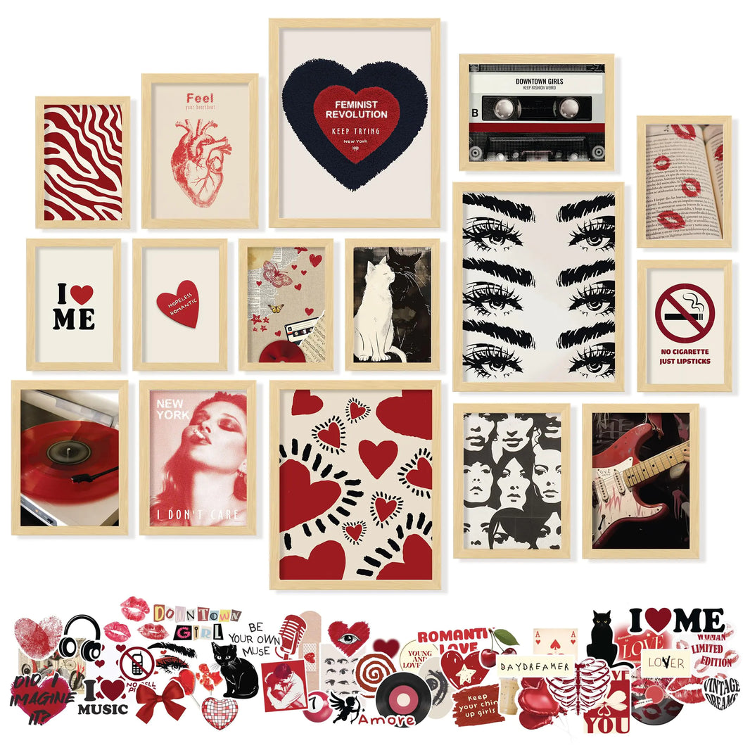 97 Decor Downtown Girl Room Decor Posters - 16 Pcs Downtown Girl Posters Y2k Decor for Bedroom Vintage Y2k Room Decor Retro Downtown Pictures Red Coquette Wall Art for Teen Girl (Unframed)