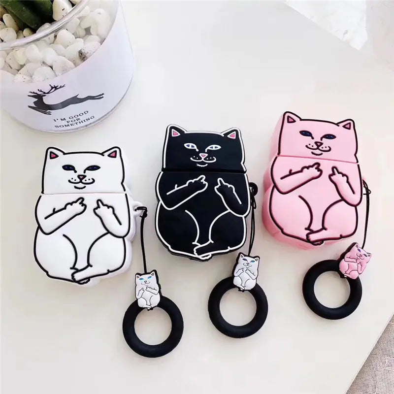 Cheeky Cat Cartoon AirPods Case