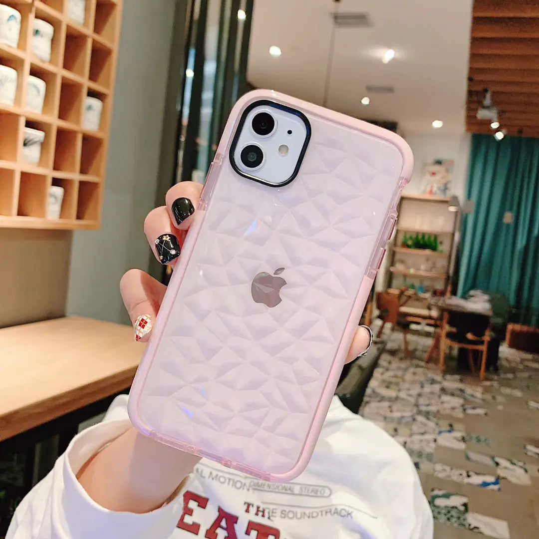 3D Diamond Pattern TPU Phone Case for iPhone Models
