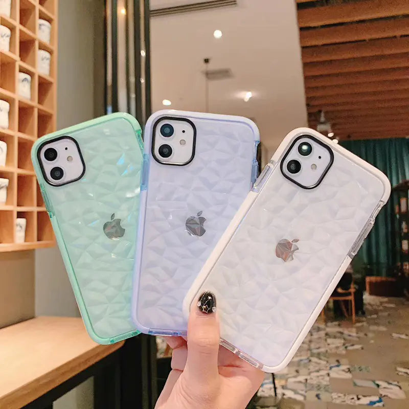 3D Diamond Pattern TPU Phone Case for iPhone Models
