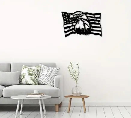 Eagle Flag Metal Wall Decor