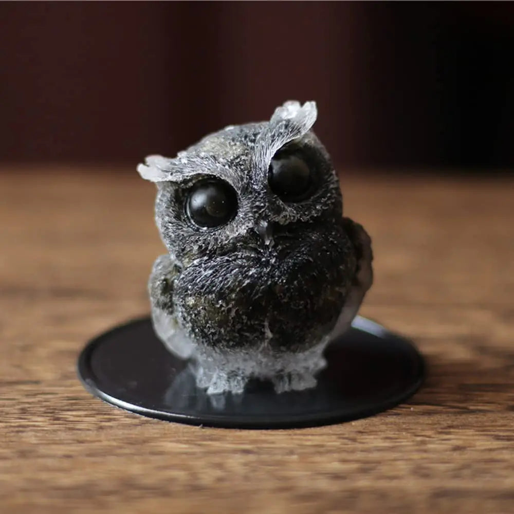 Black Obsidian Owl Figurine