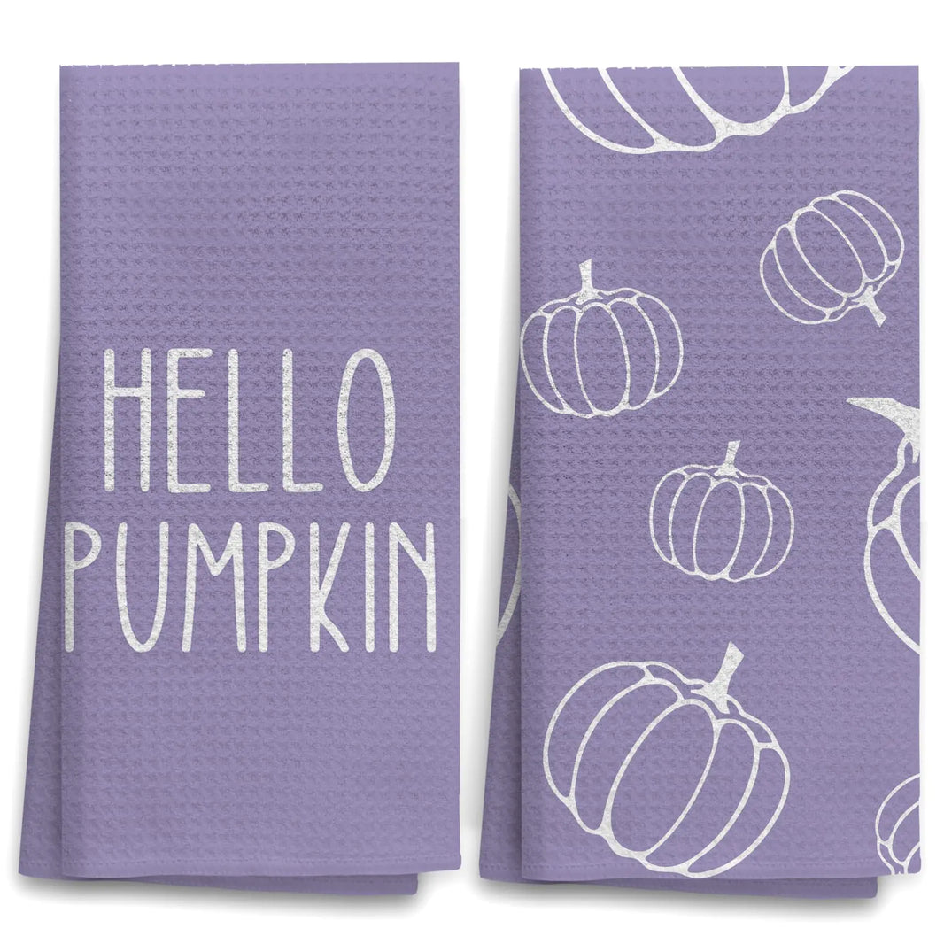 OHSUL Purple Fall Kitchen Towels Decor Autumn Pumpkin Decor Fall Hand Dish Towels Fall Autumn Decor Decorations for Home Fall Bathroom Decor Housewarming Gifts Set of 2