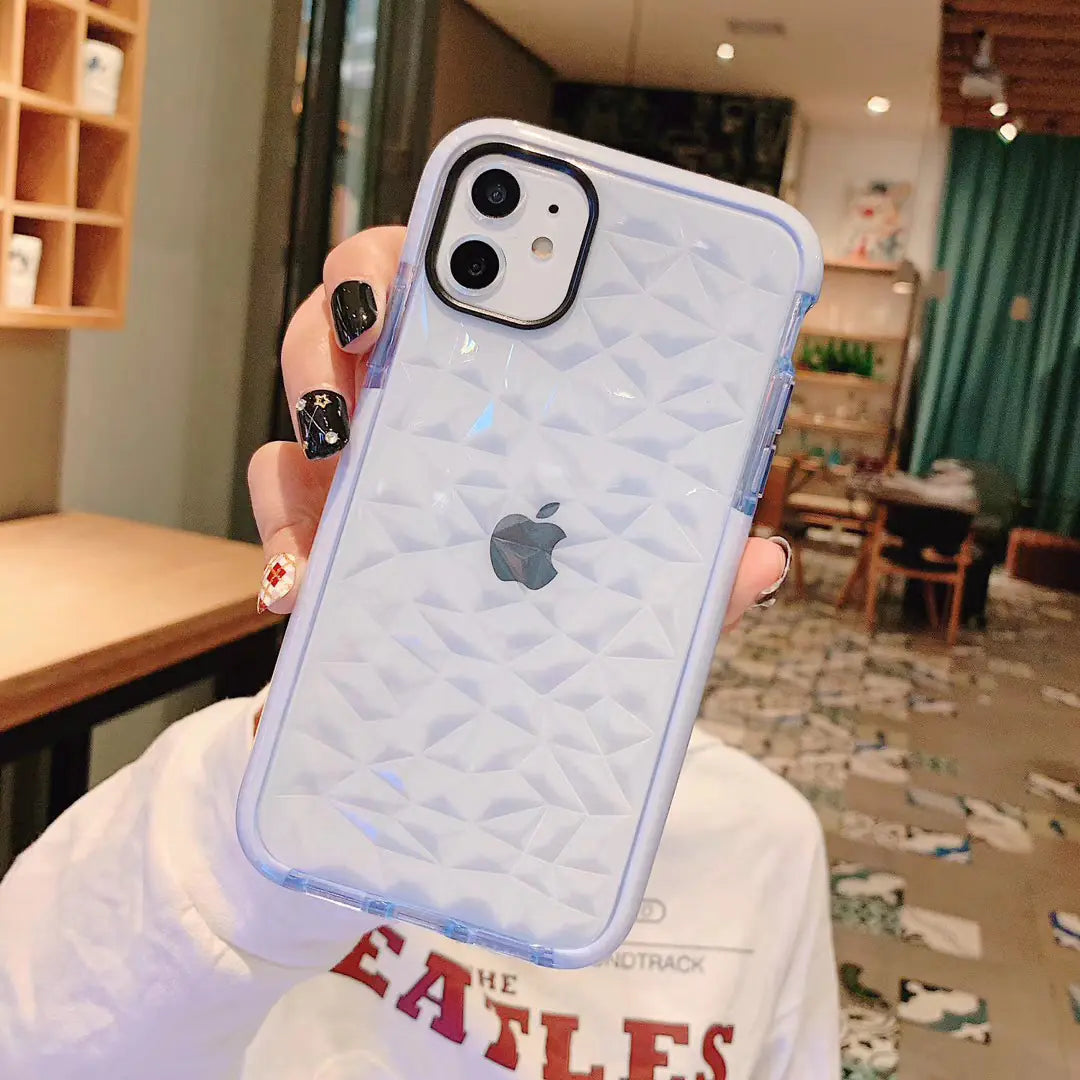 3D Diamond Pattern TPU Phone Case for iPhone Models