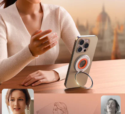 Zinc Alloy Magnetic Phone Ring Stand with Silicone Grip