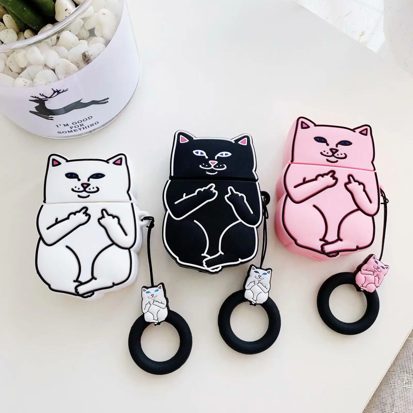 Cheeky Cat Cartoon AirPods Case