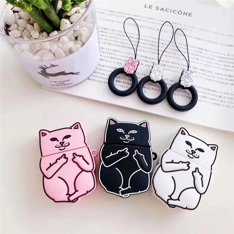 Cheeky Cat Cartoon AirPods Case