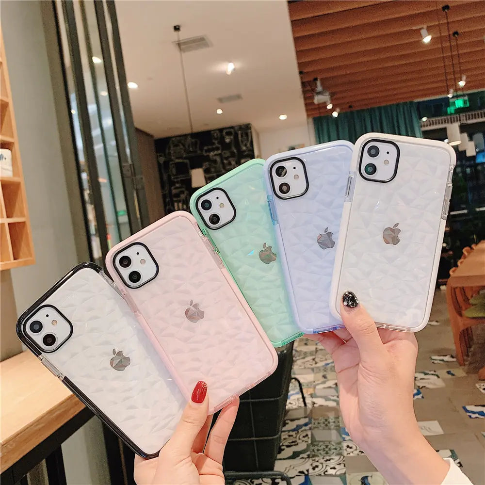 3D Diamond Pattern TPU Phone Case for iPhone Models
