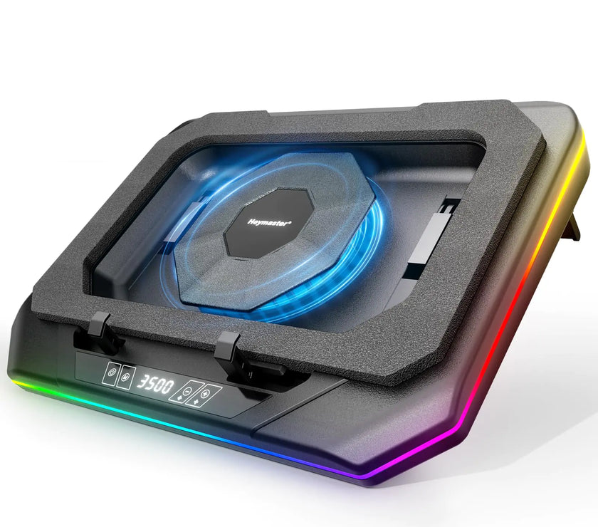 Laptop Cooling Pad Gaming Laptop Cooler with RGB Light Laptop Cooling Stand with 3500 RPM Adjustable Speed Fan 3 Port USB Hub LED Screen and Touch Control for 12-19 Inches Laptops
