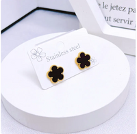 Elegant Five-Leaf Flower Jewelry Set – Titanium Steel Bracelet, Necklace & Stud Earrings