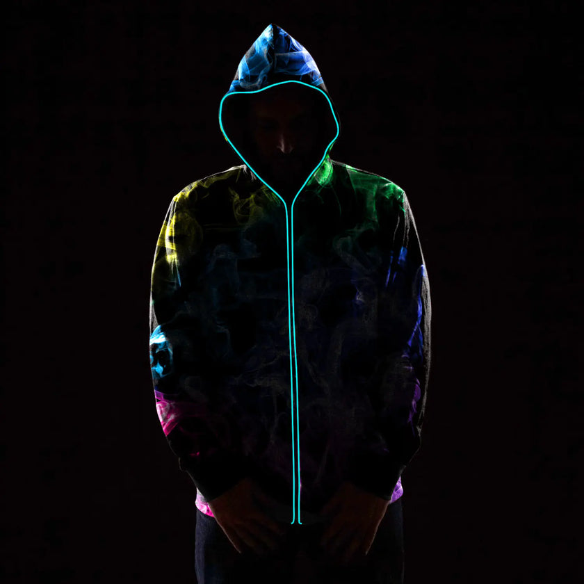 Digital Print Starry Hooded Sweatshirt for Men