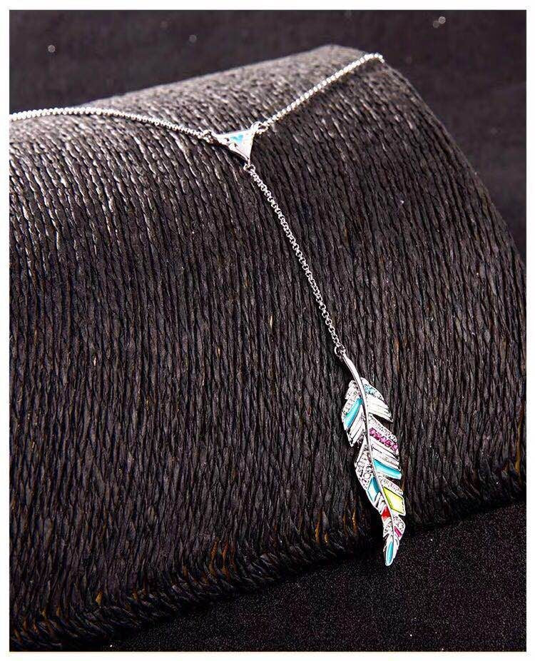 Creative Enamel Leaf Necklace and Earring Jewelry Set