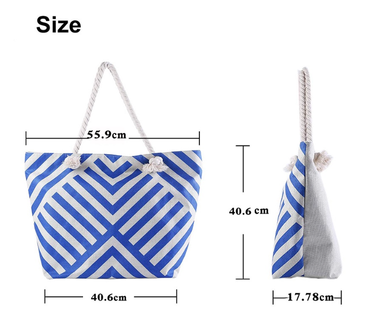 Waterproof Beach Bag with Geometric Design (Single)