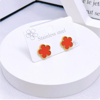Elegant Five-Leaf Flower Jewelry Set – Titanium Steel Bracelet, Necklace & Stud Earrings