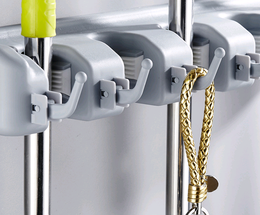 Multifunctional Mop Hook and Holder for Bathroom Door