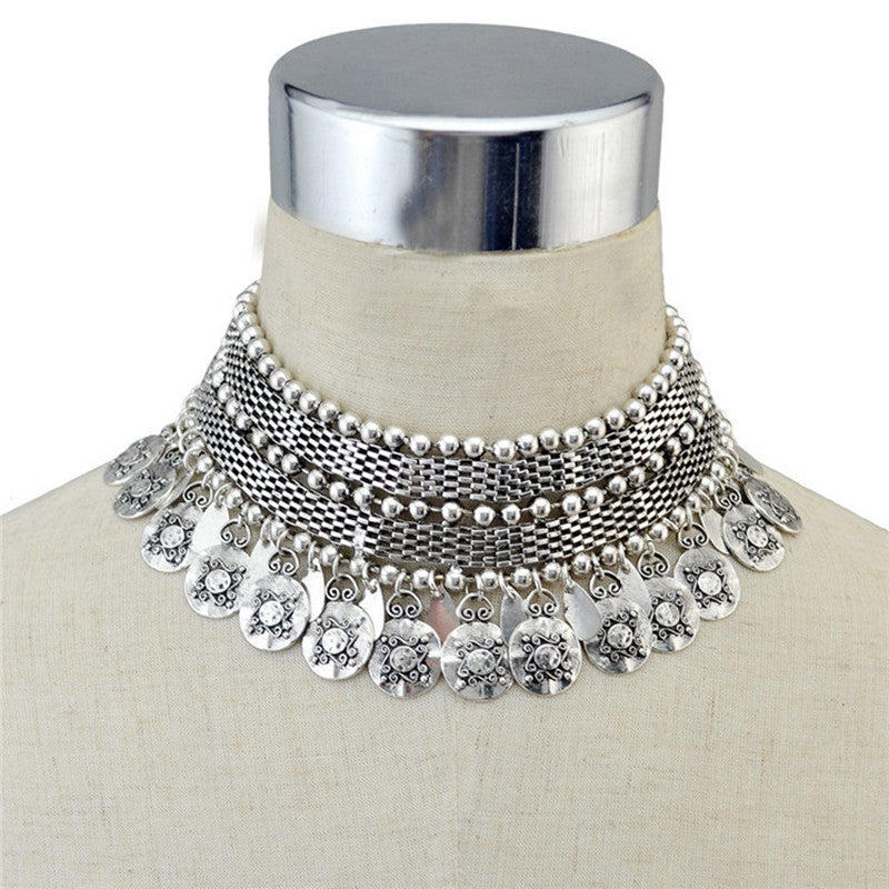 Fashionable Layered Alloy Leaf Necklace & Earrings Set