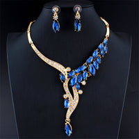 Bridal Jewelry Set with Leaf Necklace and Earrings