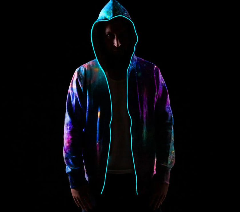 Digital Print Starry Hooded Sweatshirt for Men