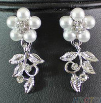 Alloy Bridal Necklace Set with Pearl Leaf Earrings