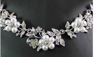 Alloy Bridal Necklace Set with Pearl Leaf Earrings