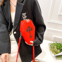 Retro Dark Cross Coffin Messenger Shoulder Bag for Women