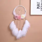 Flower Decor Dream Catcher with Feathers for Home Decor