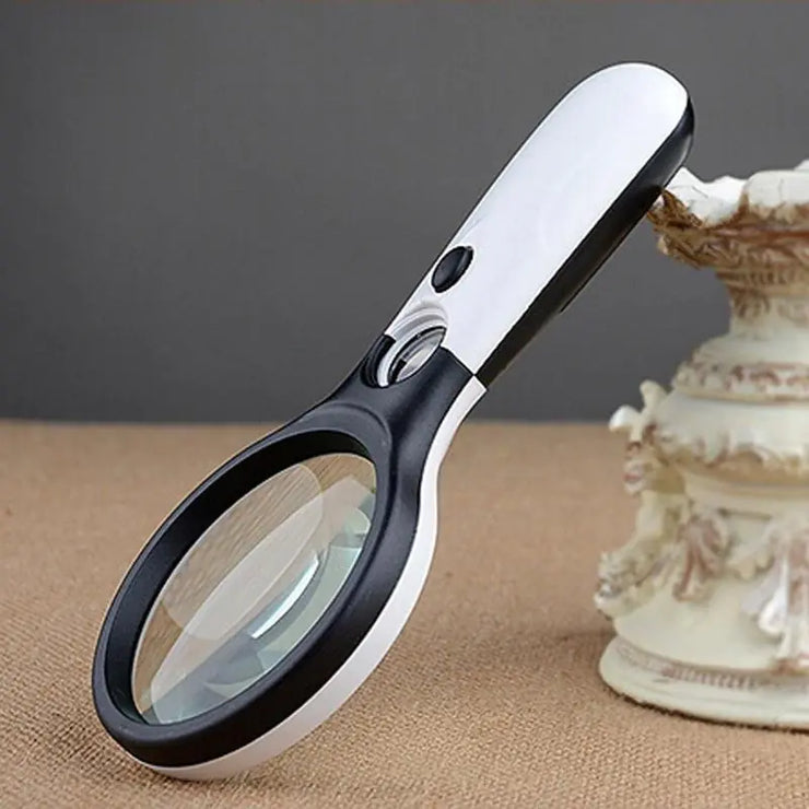 Handheld Magnifying Glass with 3 LED Lights for Reading