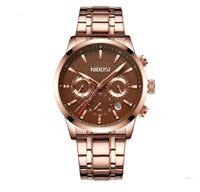 Stylish Men's Black Gold Steel Sports Watch with 3 Eyes