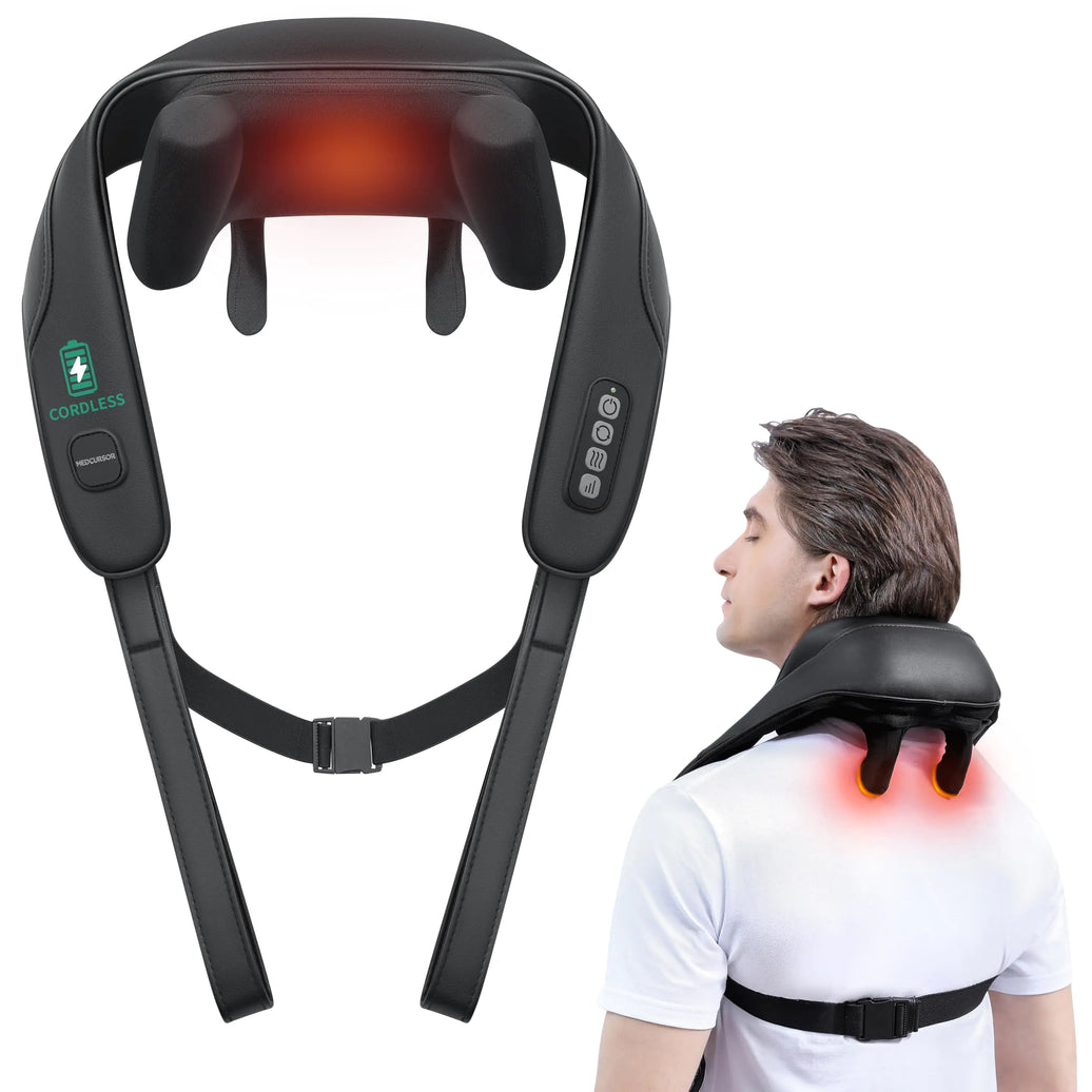 Medcursor Neck Massager Cordless 4D 6 Massage Nodes Deep Tissue Kneading Massage for Pain Relief Massager for Neck Back Shoulder Office Home & Car