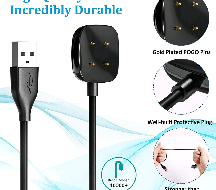Wireless Charger For Fitbit Sense Versa 3 4 Watch USB Fast Charging Dock Cable