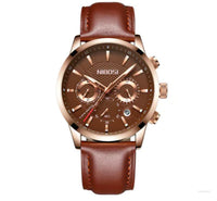 Stylish Men's Black Gold Steel Sports Watch with 3 Eyes