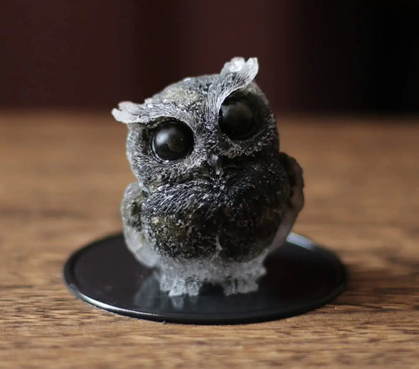 Black Obsidian Owl Figurine