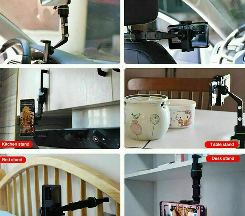360° Car Rearview Mirror Rotation Adjustable Phone Holder Mount Multifunction
