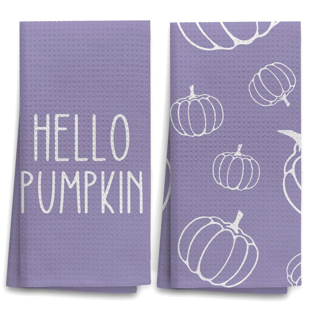 OHSUL Purple Fall Kitchen Towels Decor Autumn Pumpkin Decor Fall Hand Dish Towels Fall Autumn Decor Decorations for Home Fall Bathroom Decor Housewarming Gifts Set of 2