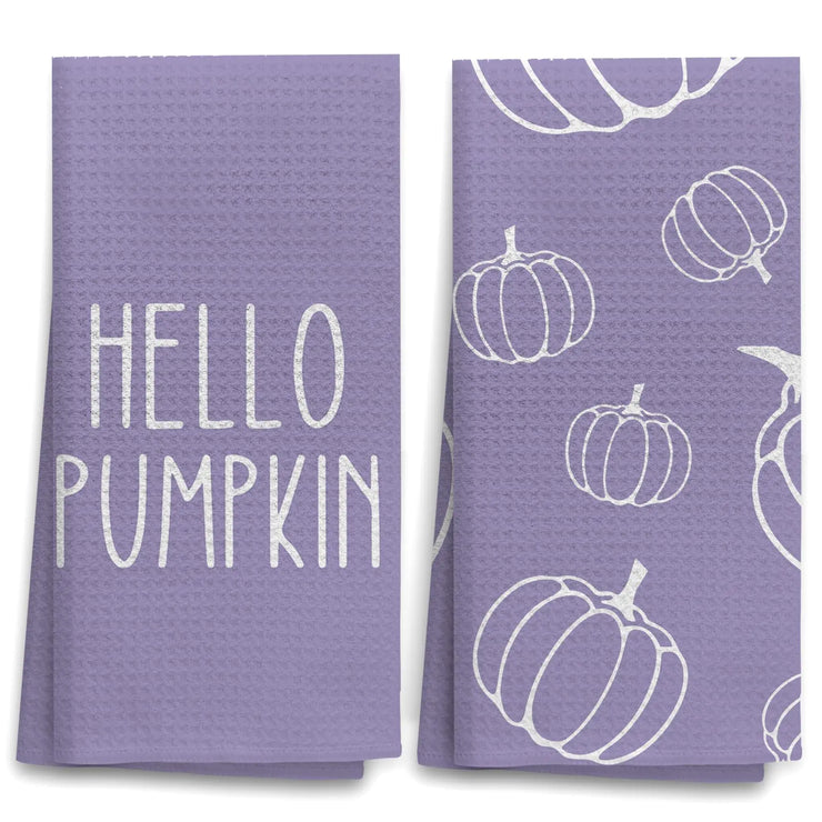 OHSUL Purple Fall Kitchen Towels Decor Autumn Pumpkin Decor Fall Hand Dish Towels Fall Autumn Decor Decorations for Home Fall Bathroom Decor Housewarming Gifts Set of 2