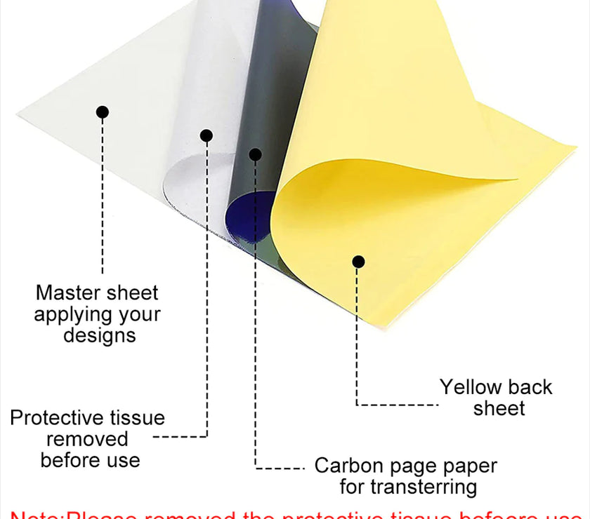 Tattoo Transfer Paper Stencil Carbon Thermal Tracing Hectograph Supplies Sheets