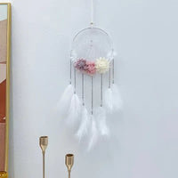Flower Decor Dream Catcher with Feathers for Home Decor