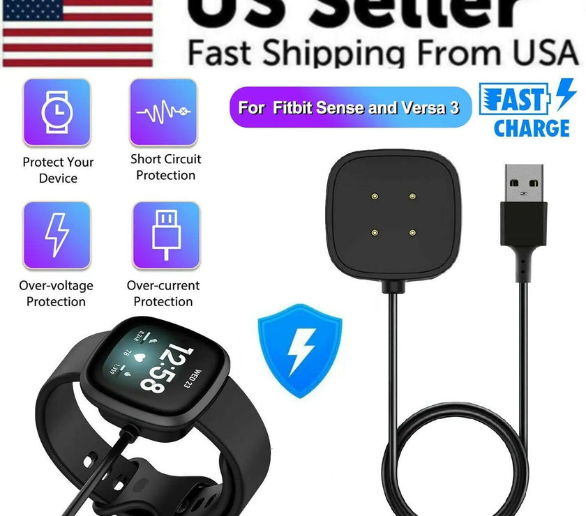 Wireless Charger For Fitbit Sense Versa 3 4 Watch USB Fast Charging Dock Cable