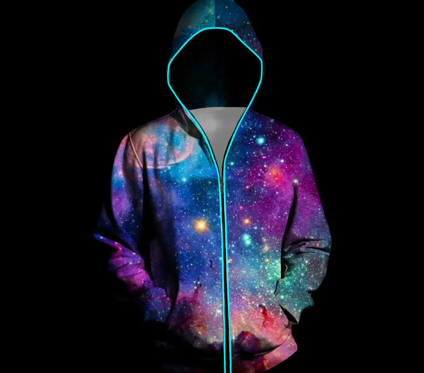 Digital Print Starry Hooded Sweatshirt for Men