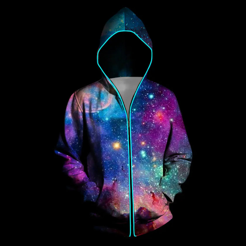 Digital Print Starry Hooded Sweatshirt for Men