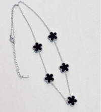 Elegant Five-Leaf Flower Jewelry Set – Titanium Steel Bracelet, Necklace & Stud Earrings