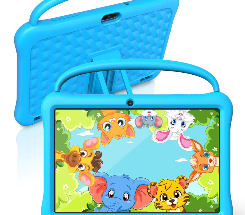 PUTECCH Kids Tablet 10 inch Android 13 Tablet for Kids 2GB RAM 64GB ROM Quad-Core CPU Toddler Tablets Kids Space IPS HDTouch Screen Shockproof Case Parental Control WiFi Camera(Blue)
