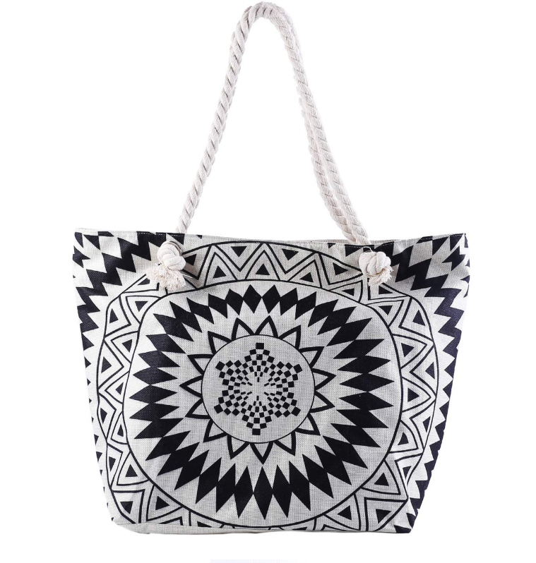 Waterproof Beach Bag with Geometric Design (Single)