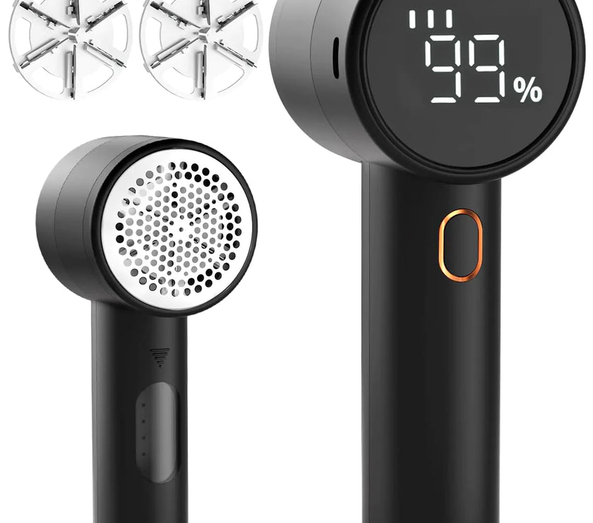 Fabric Shaver Lint Remover Rechargeable Electric Portable Sweater Defuzzer with 3 Speeds 6 Leaf Blades Digital LED Display to Remove Pilling for Clothes Furniture Sweater Couch Blanket