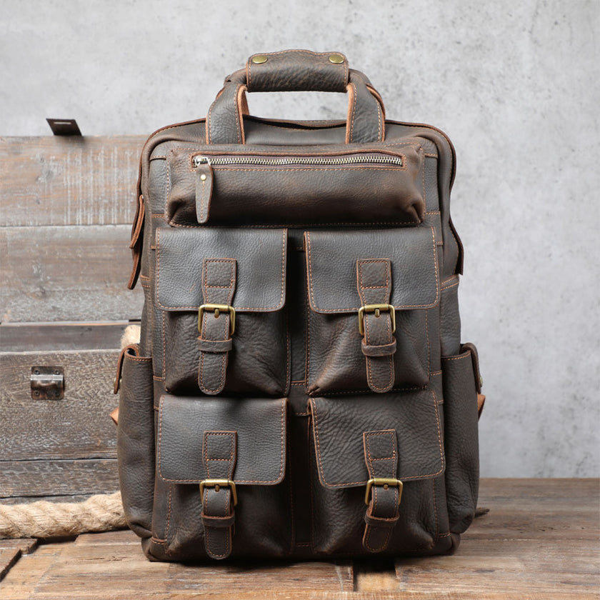 Men's Crazy Horse Leather Multifunctional Travel Bag